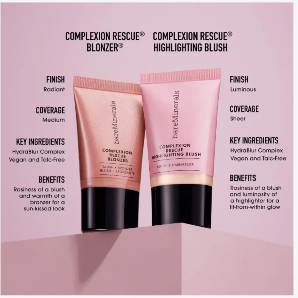 🌺BareMinerals Kiss Rose Complexion Rescue Liquid Blonzer Blush + Bronzer